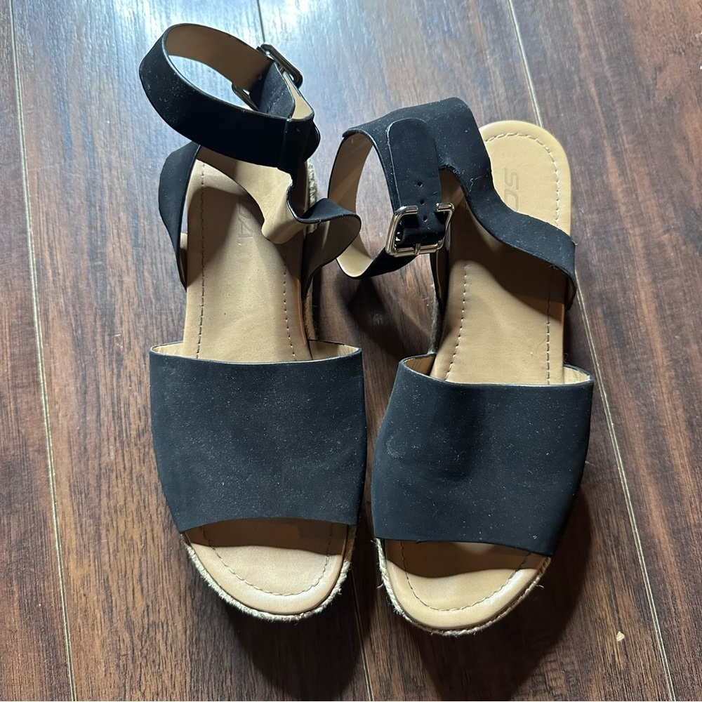 Soda Black Espadrille Sandals with Ankle Strap - Picture 4 of 4